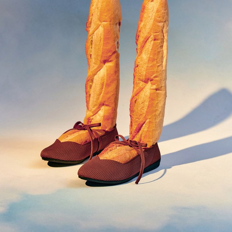 钩针背心平底鞋 可可棕 | inooknit 专为亚洲女生设计的针织鞋 - 芭蕾鞋/娃娃鞋 - 聚酯纤维 咖啡色