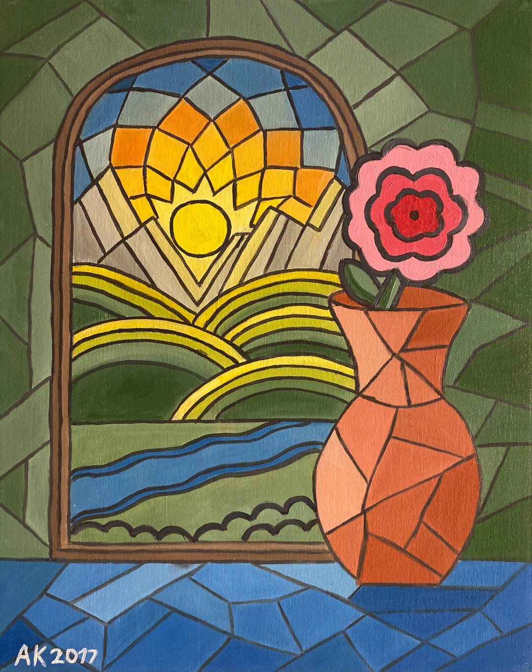 窗户，原创油画，油画油画，装饰，花卉，风景 - 墙贴/壁贴 - 其他材质 多色