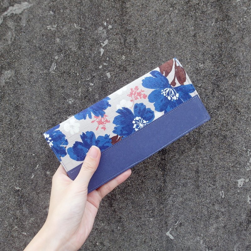 绽放 水洗牛皮纸夹 | 长夹 - 皮夹/钱包 - 纸 蓝色