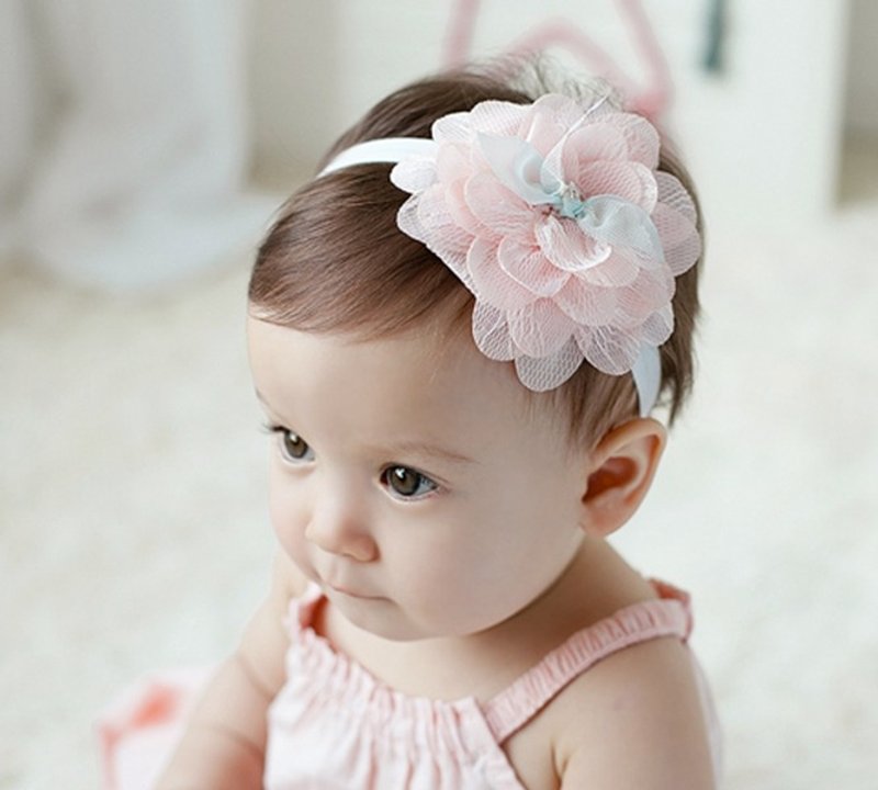 Happy Prince 鸢尾花女婴童发带(粉) 韩国制 - 围嘴/口水巾 - 棉．麻 粉红色