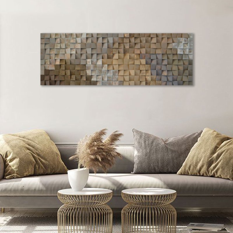 宁静切木墙装饰烟灰粉沙米色卡其色 - 墙贴/壁贴 - 木头 卡其色