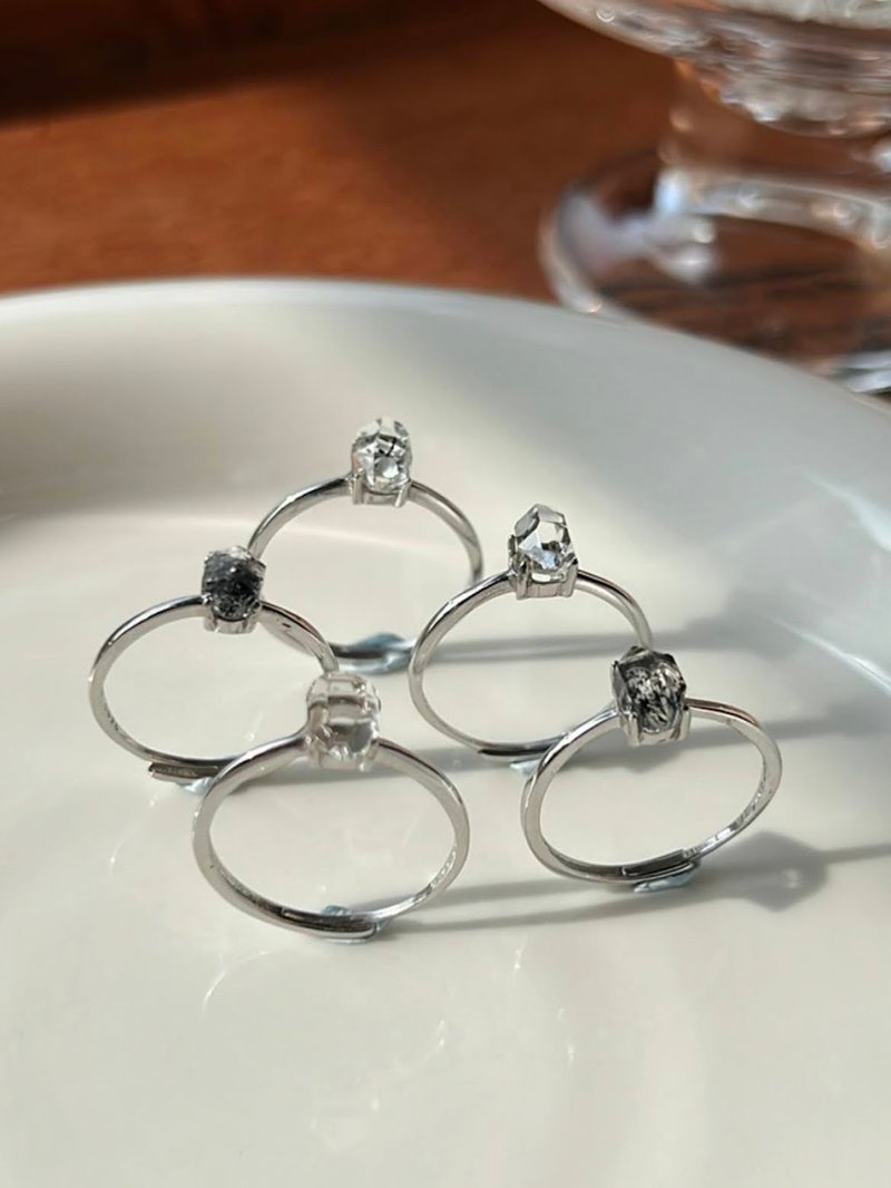 美国赫基蒙Herkimer Diamond纯银戒指/ 闪灵钻/ S925银/ 能量饰品 - 戒指 - 水晶 
