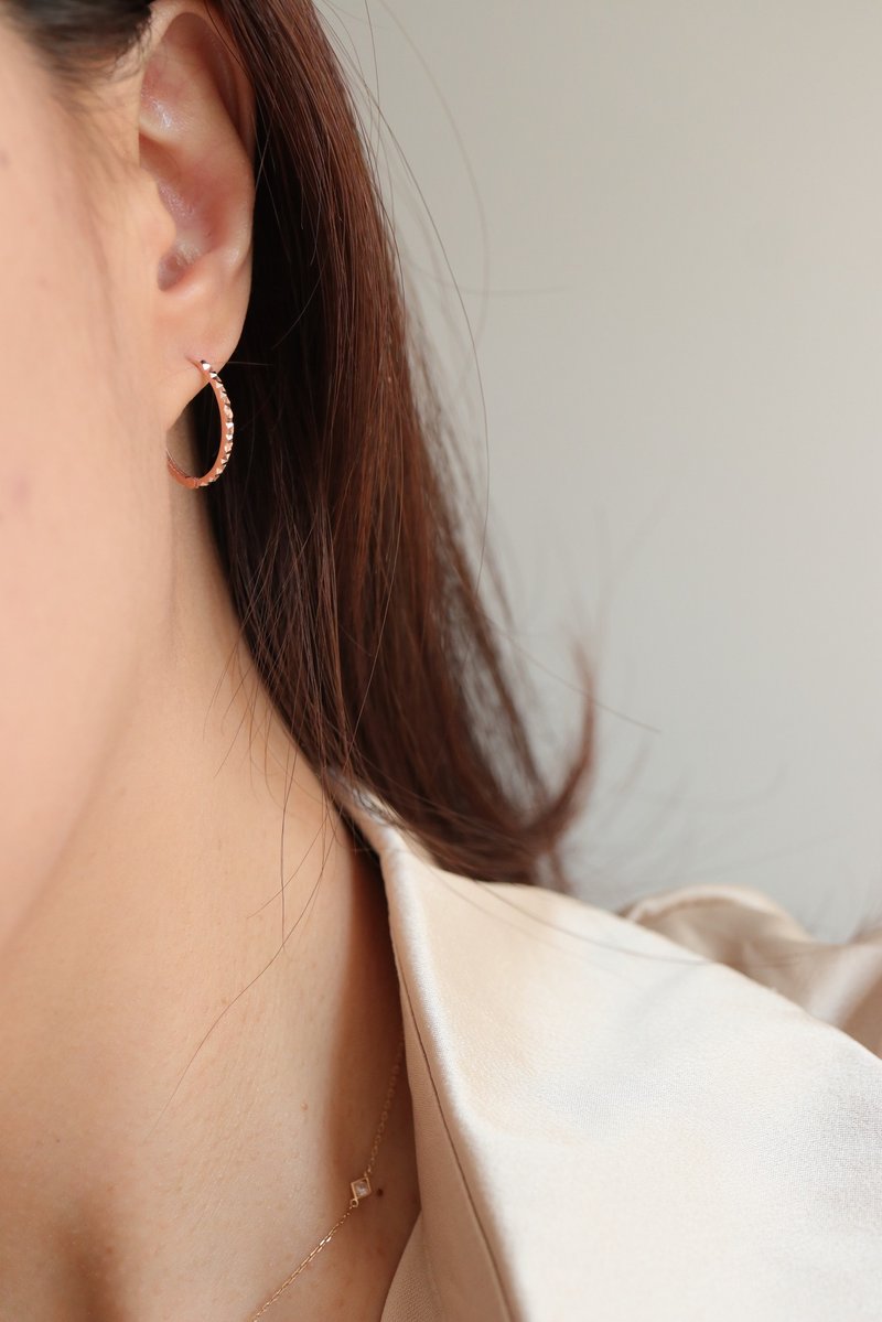 纯14K Cutting Ellipse Earring 切割椭圆耳扣耳环 - 耳环/耳夹 - 贵金属 金色
