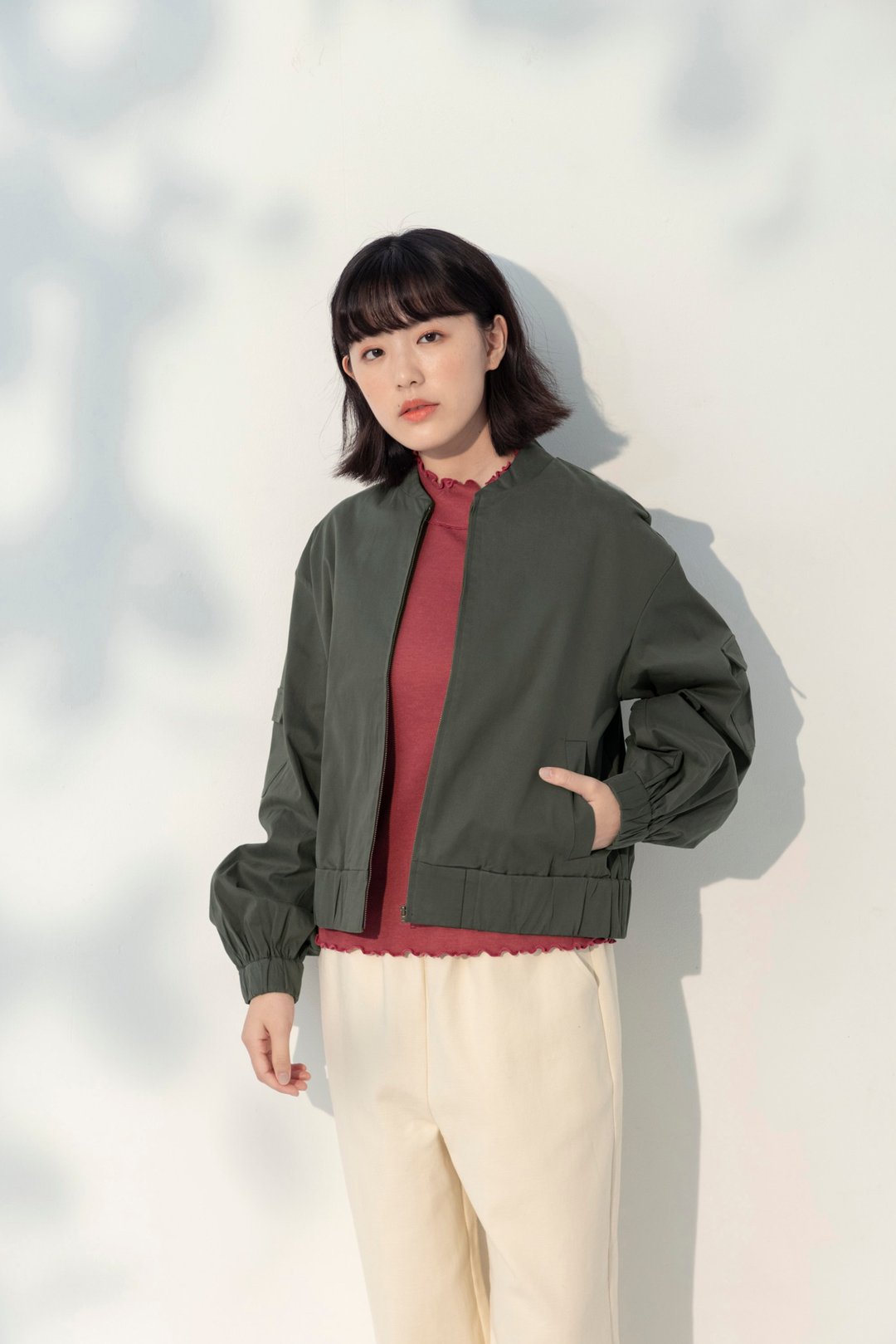 造梦博士飞行夹克-军色 - 女装休闲/机能外套 - 棉 绿色