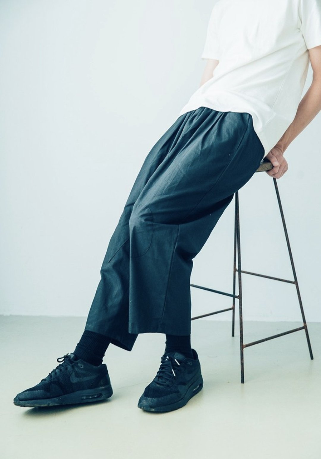 一心二用 补丁宽裤 (黑/白) Organic Cotton & Recycle - 中性裤装 - 棉 黑色