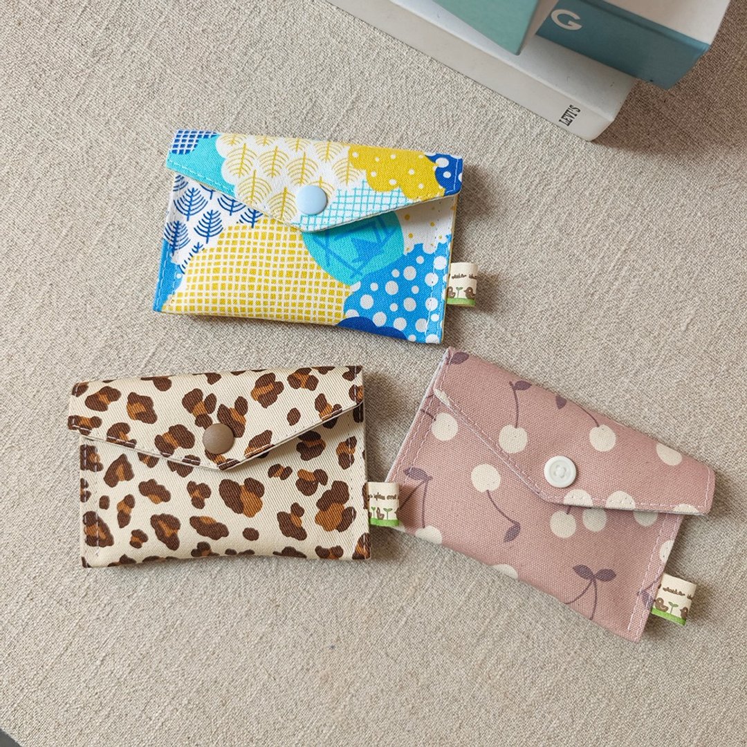 手作handmade 按扣小卡包收纳包零钱包 彩色名片包 - 零钱包 - 棉 多色