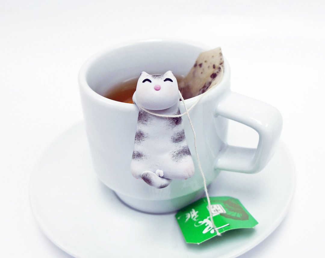 挂杯猫喵茶包架 (D款) - 其他 - 粘土 灰色