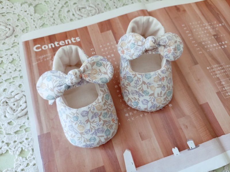 【5日内出货】婴儿鞋 手工婴儿鞋 弥月礼物 宝宝鞋 蝴蝶结 - 童装鞋 - 棉．麻 多色