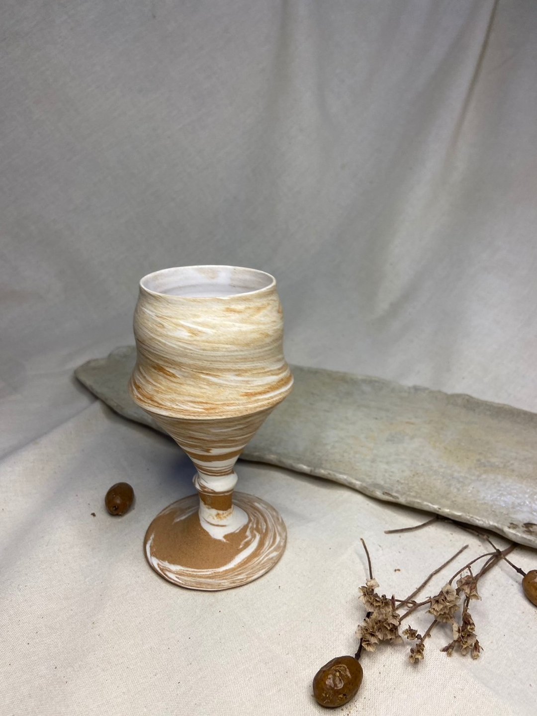 【蚀器】流沙 - 生活食器 高脚杯 陶器 陶杯 酒杯 绞胎 - 酒杯/酒器 - 陶 金色