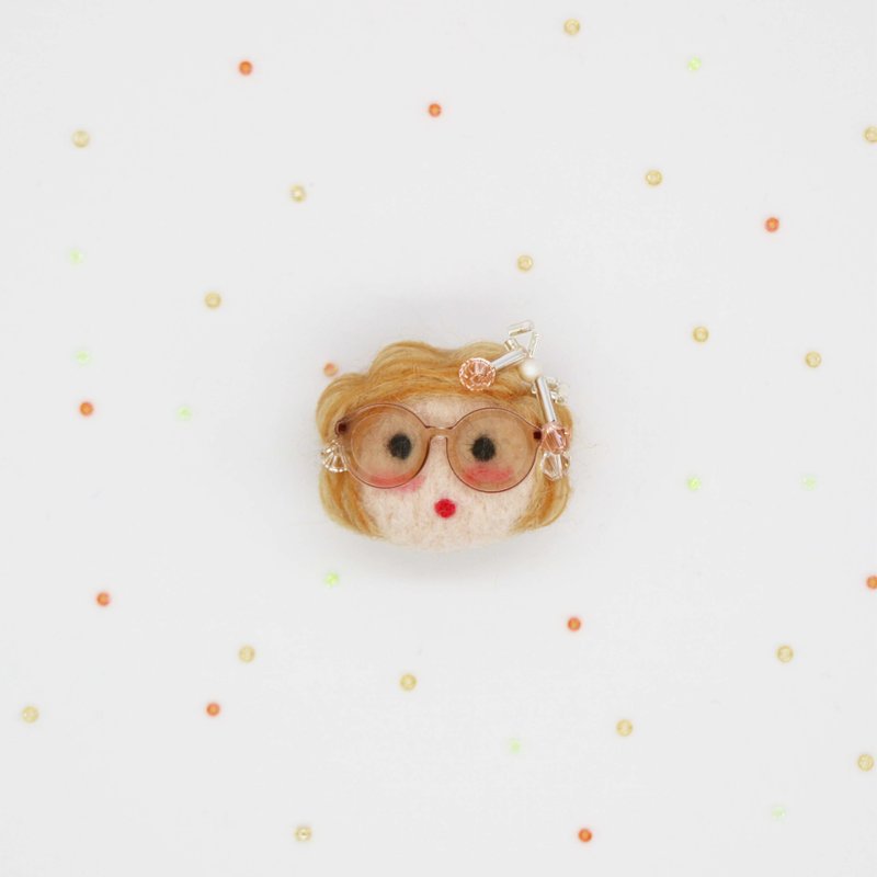 毛毛头 - Betty - 太阳伯伯你好 - 心口针/胸针/髪夹/橡筋 - 胸针 - 羊毛 黄色