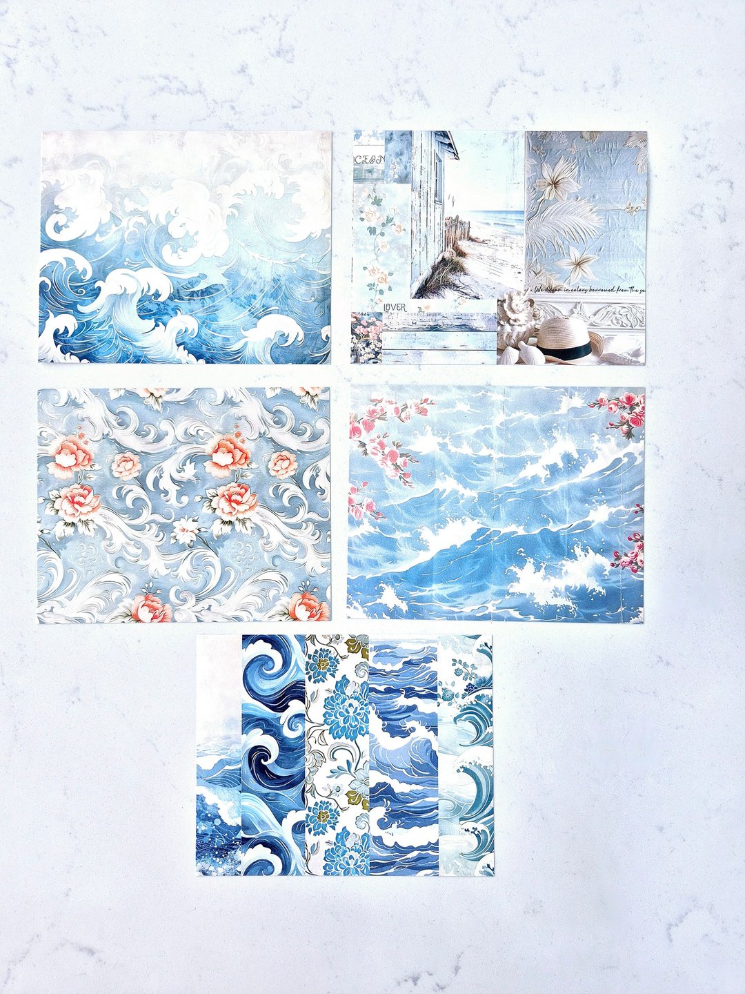 复古海边主题包 - 信封/信纸 - 纸 蓝色