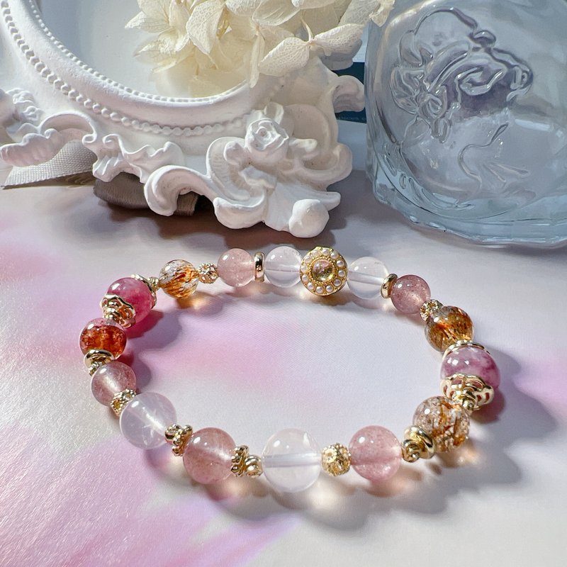 黑金超 | 紫祖母晶 | 草莓晶 | 粉水晶 - 手链/手环 - 水晶 
