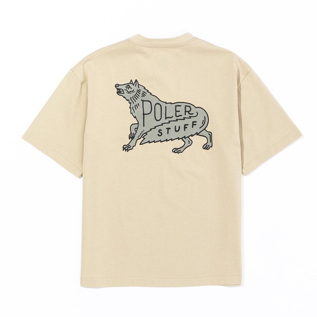 日本限定 POLER WOLF RELAX FIT TEE  标志狼 日式宽版TEE 灰褐苔 - 男装上衣/T 恤 - 其他材质 卡其色