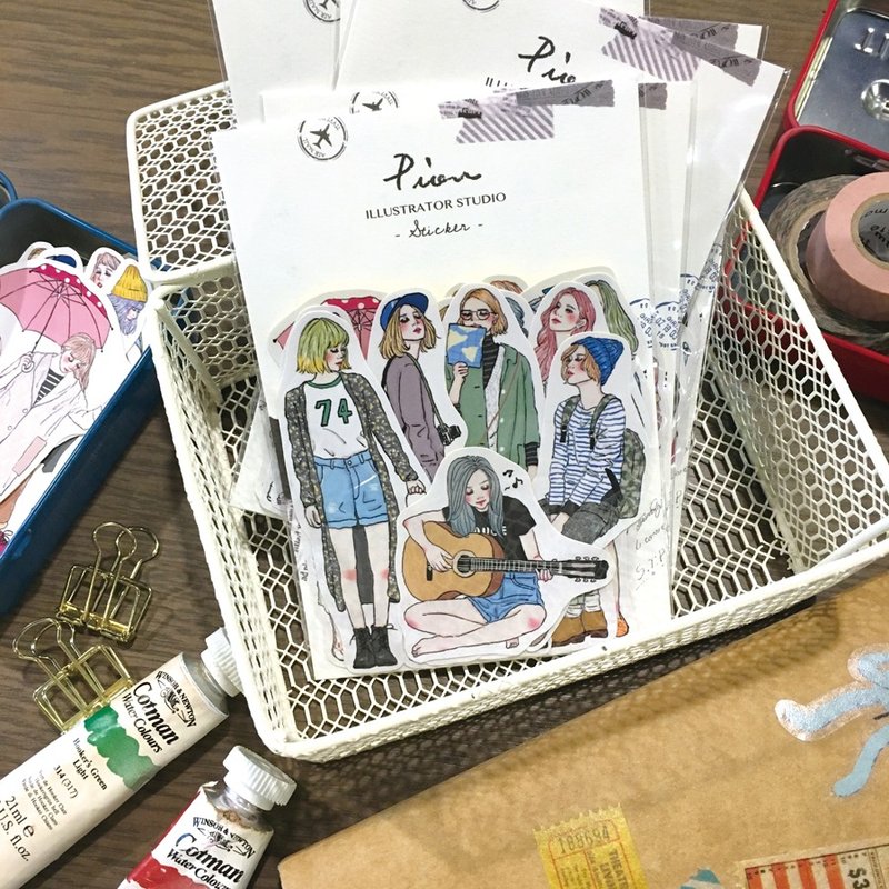 手帐好朋友 / 女孩18入贴纸 - 贴纸 - 纸 灰色