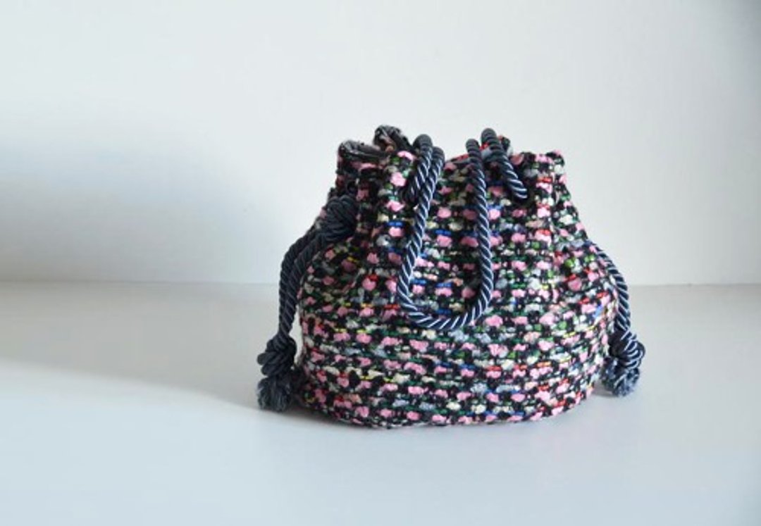 Limited quantity 2way Italian knit fancy tweed marine bag pink - 手提包/手提袋 - 棉 