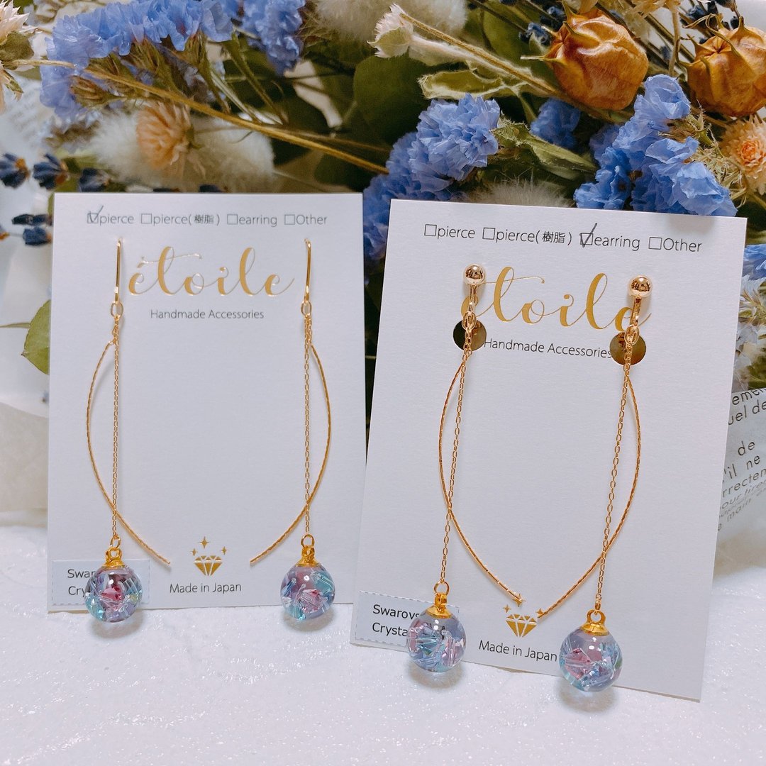 Swarovski 圆顶长款耳环 SDL-15 - 耳环/耳夹 - 树脂 多色