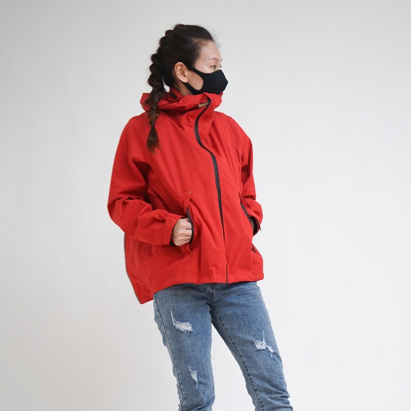 【单上衣】背客 Packerism ULT 夹克式背包款冲锋雨衣-绯红 - 雨伞/雨衣 - 塑料 红色