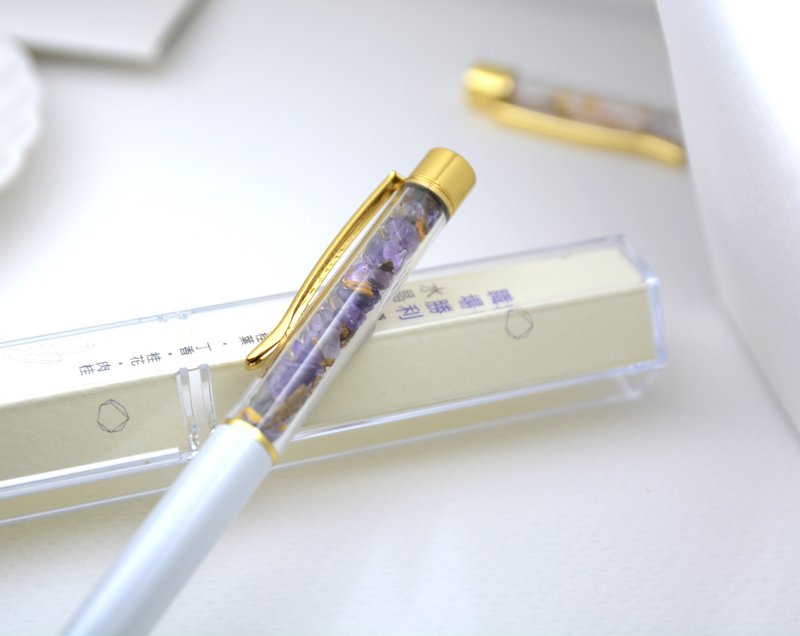 办公室疗愈水晶能量笔 l 职场顺利 l 紫水晶 广藿香 薄荷 桂花 - 圆珠笔/中性笔 - 水晶 紫色