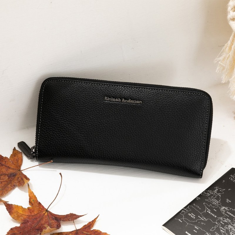 【金安德森】Owen 牛皮横式拉链长夹-神秘黑 - 皮夹/钱包 - 真皮 黑色