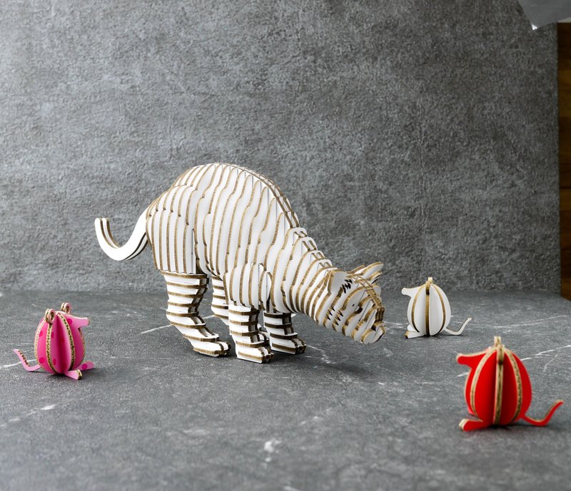 THANK YOU CAT 猫 语系列 DIY手作 3D居家摆饰 白色 - 卡片/明信片 - 纸 白色