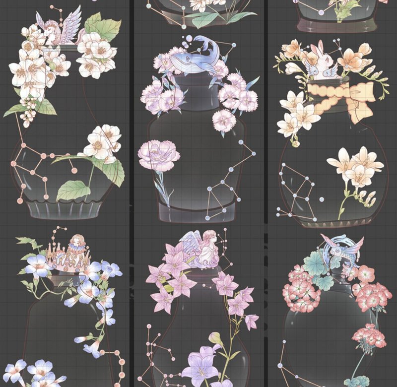 星座傳說瓶 PET 紙膠帶 10米卷 - 纸胶带 - 其他材质 多色