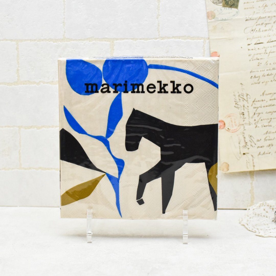 德国餐巾纸-marimekko联名款 蓝花与黑马 - 餐垫/桌巾 - 纸 