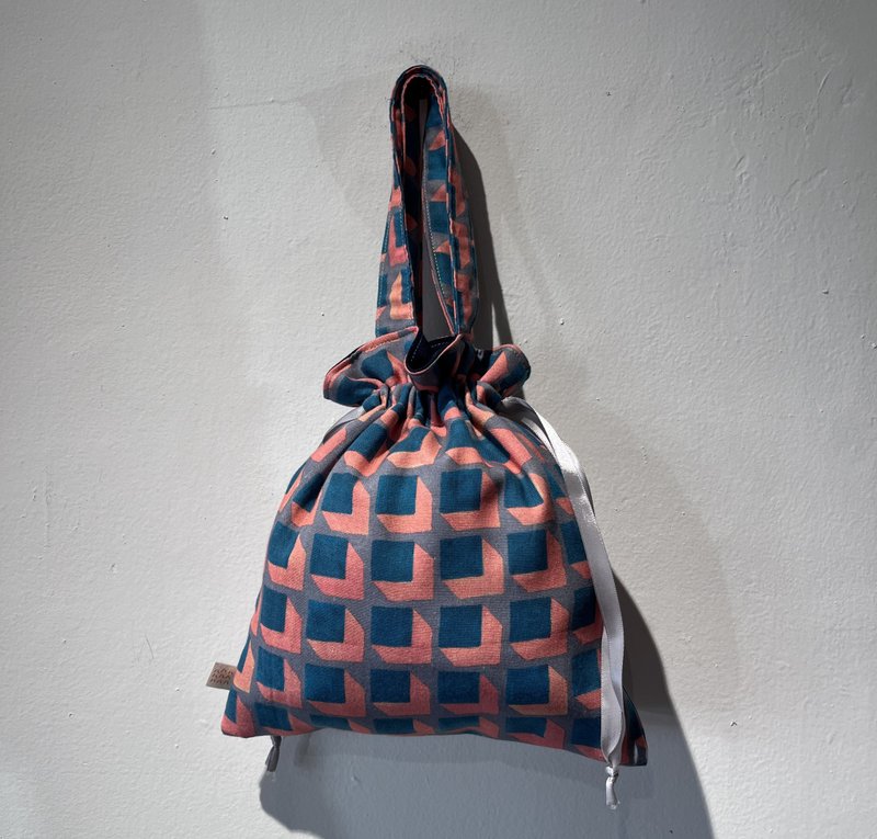 moshimoshi 抽绳礼物袋 | 鲑鱼方块 - 束口袋双肩包 - 棉．麻 