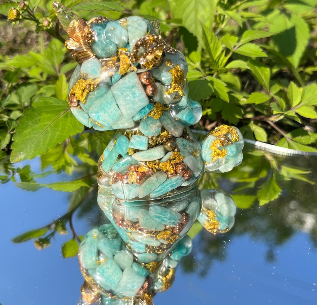 新年开运 Orgonite 奥刚能量独角兽-天河石款 大 - 摆饰 - 半宝石 