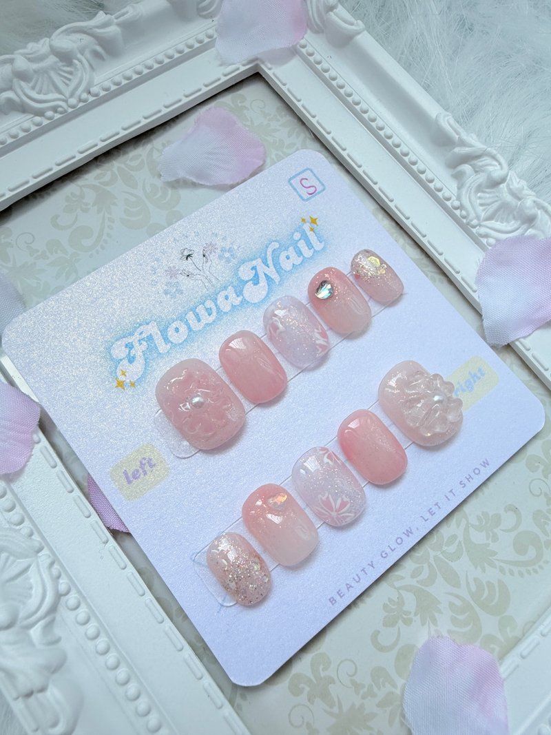 【定制】手工穿戴甲 | Jelly Sakura | No.S4 - 指甲油/指甲贴 - 其他材质 粉红色