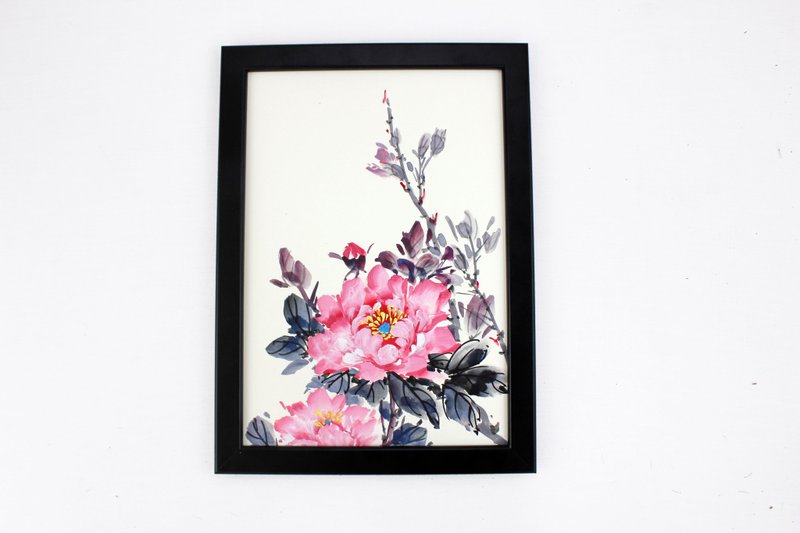 花样-手绘挂画 牡丹花国画 家居摆饰  (附画框) - 海报/装饰画/版画 - 其他材质 红色