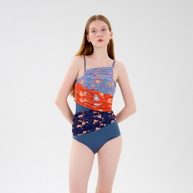 RECYCLE FABRICS - 网状垂坠连体衣 - 花卉印花 / 泳衣BLT060FLOW - 女装泳衣/比基尼 - 环保材料 多色
