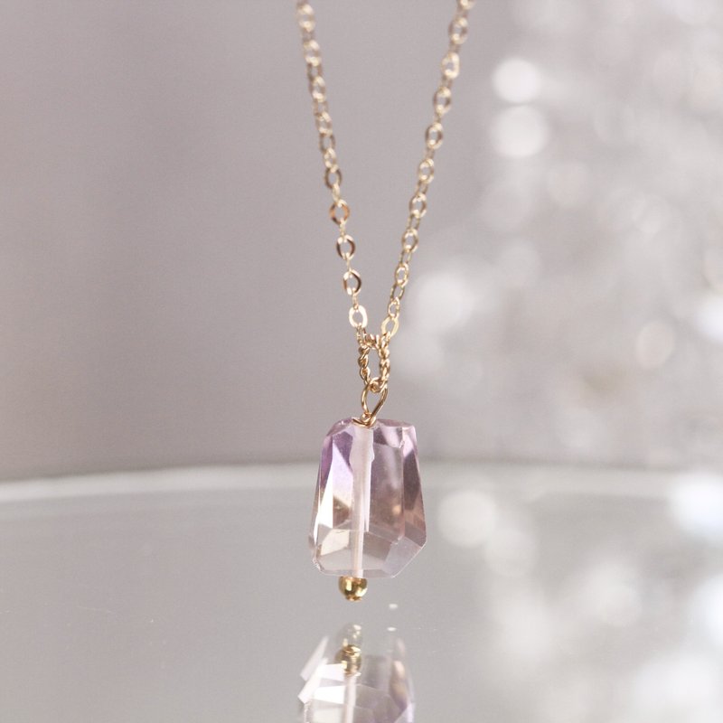 收藏级紫黄晶  纯银 包金水晶项链 紫水晶 黄水晶 共生原矿 礼物 - 项链 - 水晶 紫色