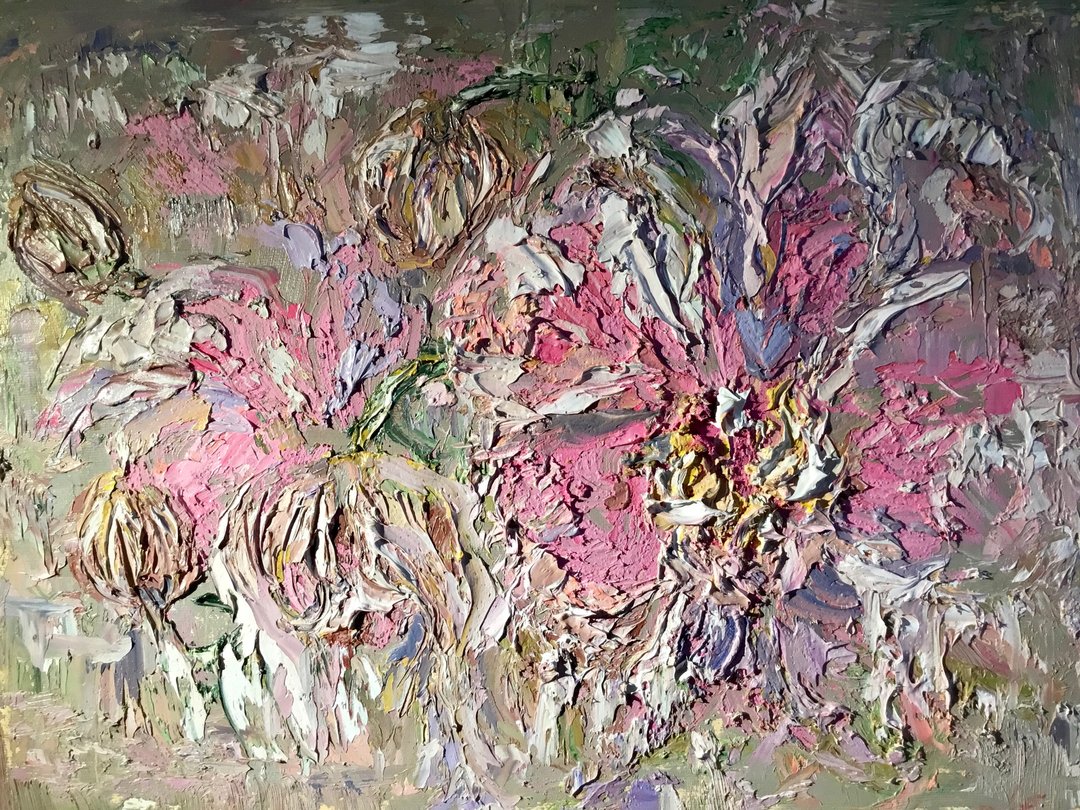 粉色兰花原创油画 - 墙贴/壁贴 - 其他材质 粉红色