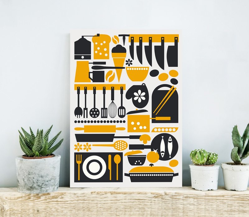厨房和餐厅海报、餐具墙印刷的艺术装饰 - 海报/装饰画/版画 - 纸 