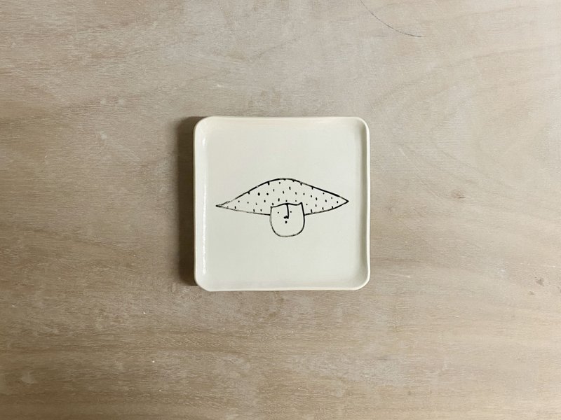 三千根子手工制白瓷小方碟 - 盘子/餐盘/盘架 - 陶 白色