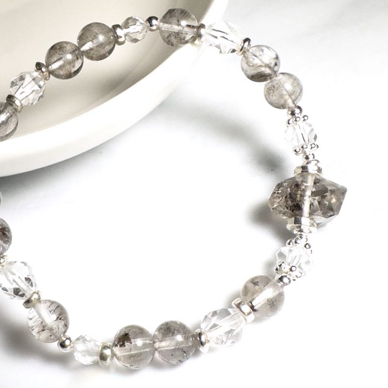 墨雨云间-闪灵钻.白水晶-纯银设计款 - 手链/手环 - 水晶 灰色