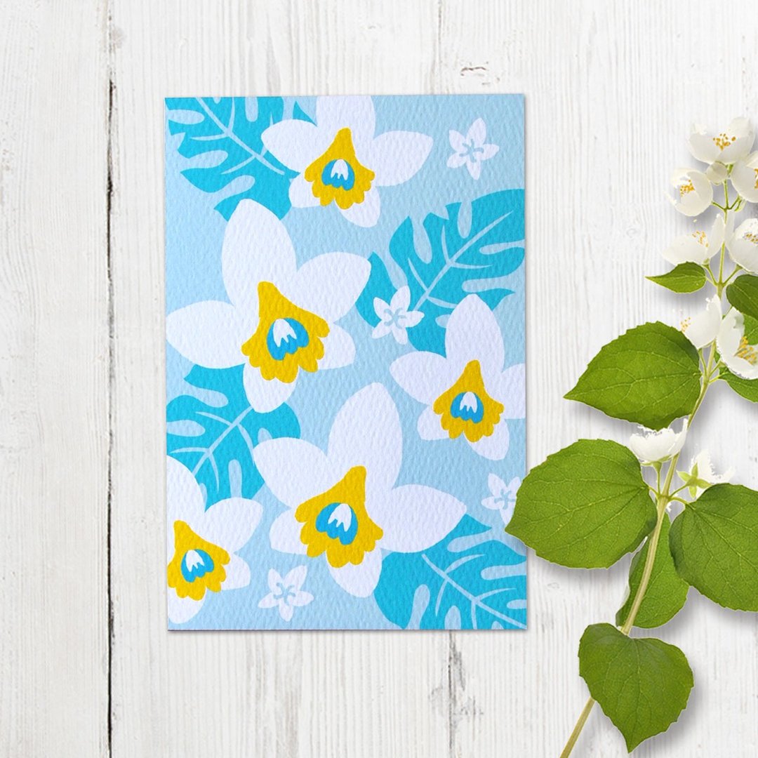 Greeting Card - White Orchid - - 卡片/明信片 - 纸 蓝色