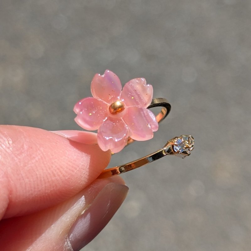 溶解之书礼品　戒指　樱花花瓣　均码 - 戒指 - 其他金属 粉红色