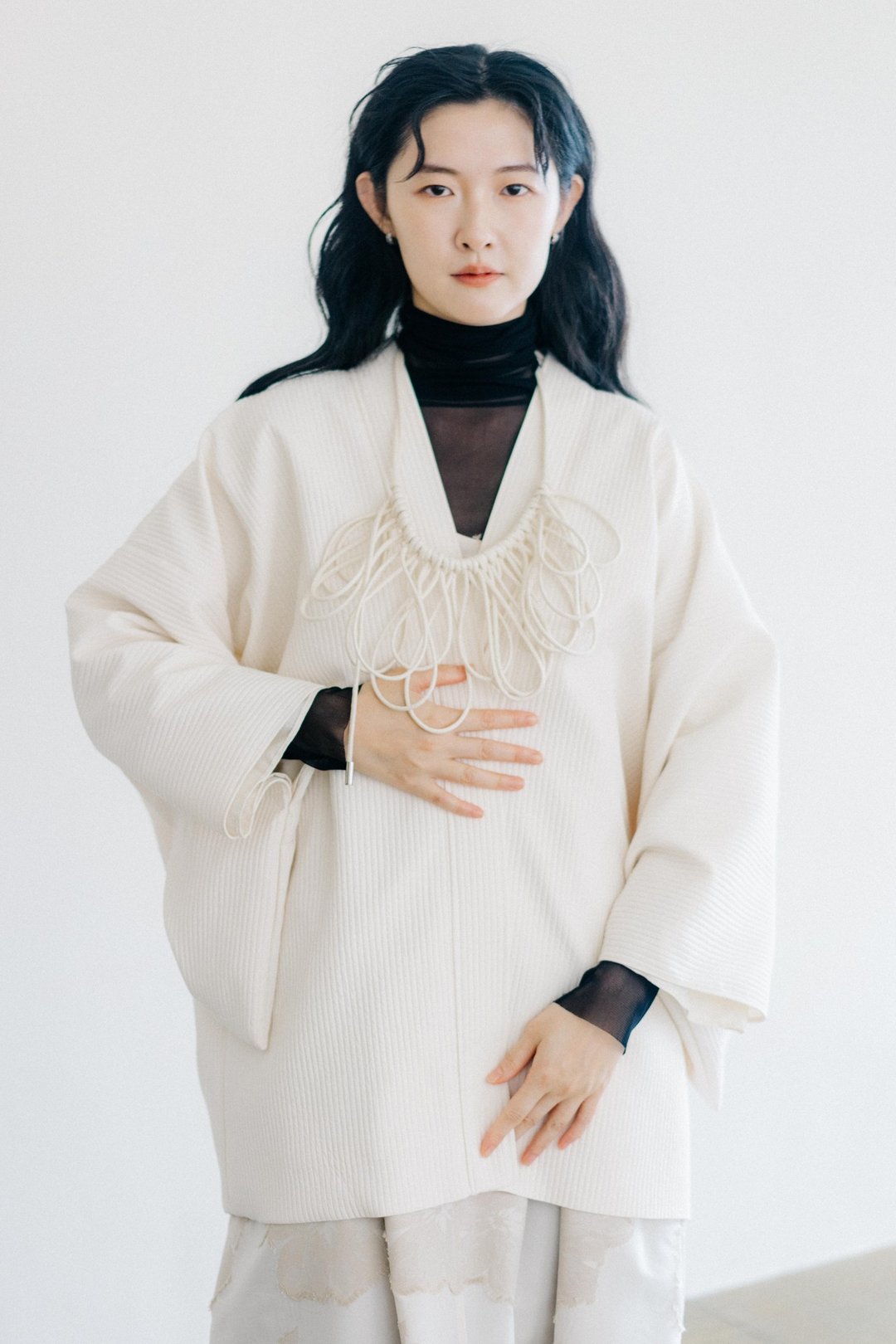 米白落肩和式外套 - 女装休闲/机能外套 - 纸 