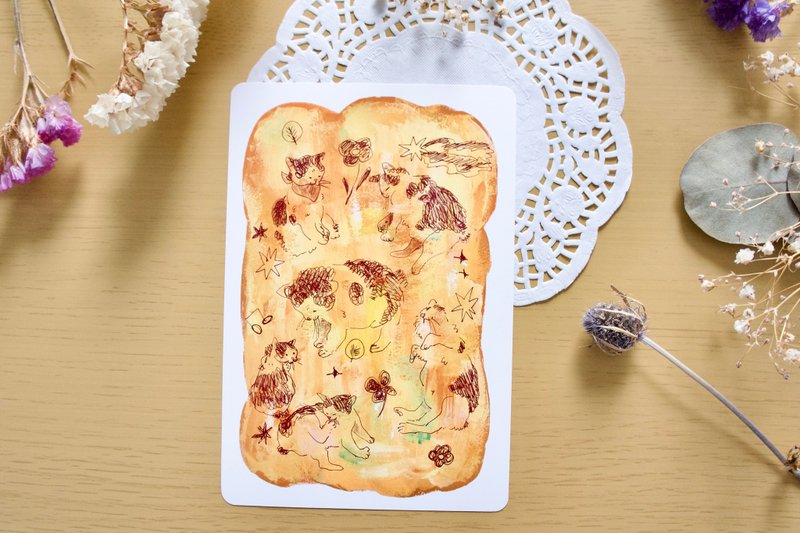 银杏色猫咪明信片 - 卡片/明信片 - 纸 黄色