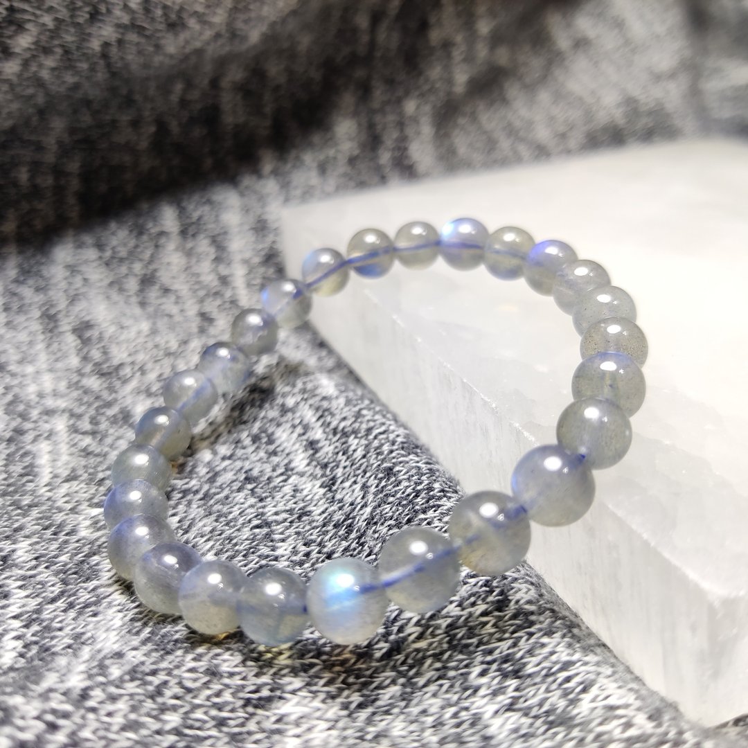 【订制品】 蓝光拉长石 蓝光灰月光石 Labradorite 天然水晶 6-10 - 手链/手环 - 水晶 