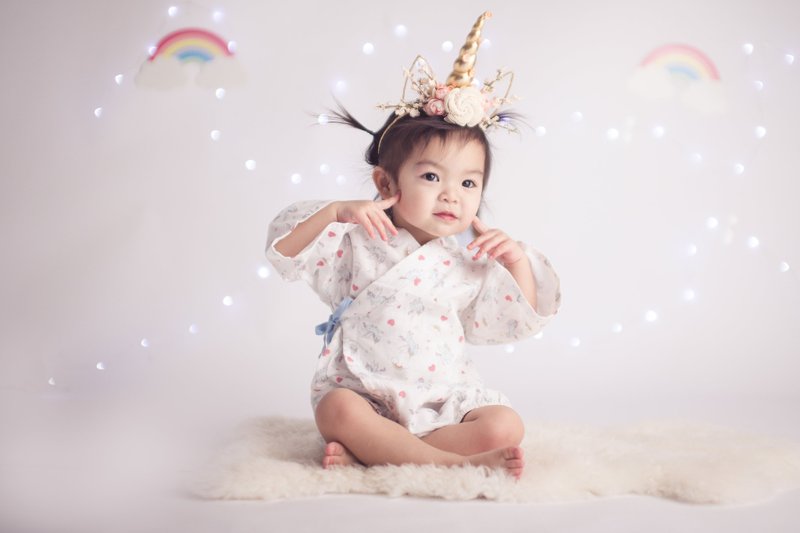 Unicorn Kimono Romper - 包屁衣/连体衣 - 棉．麻 多色