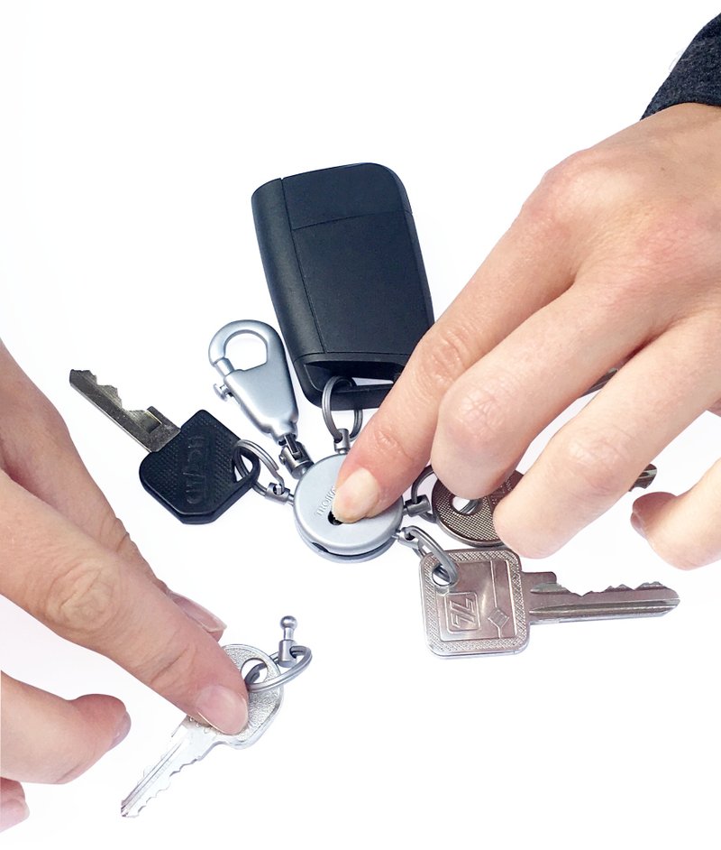 不伤手一键更换可拆式钥匙圈(黑枪色) - 钥匙链/钥匙包 - 其他金属 灰色