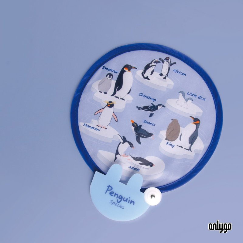 动物插画折叠圆扇 / 企鹅图鉴 - 扇子 - 尼龙 多色