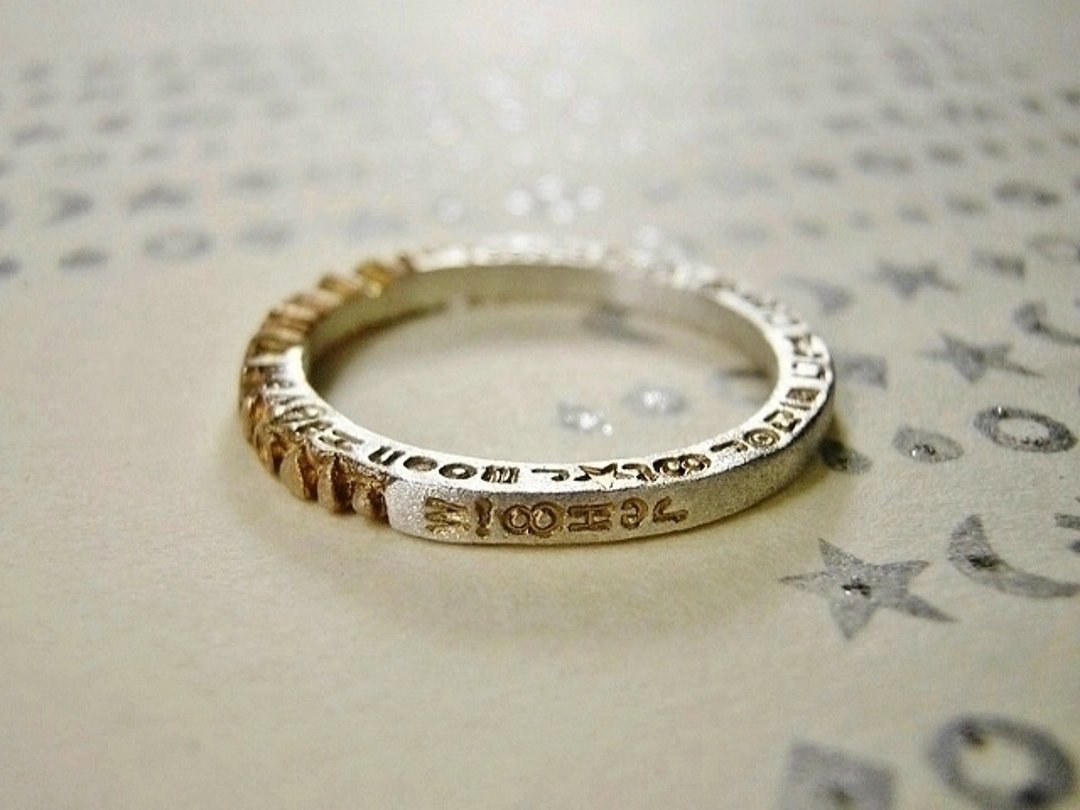 wisher ( mille+-feuille )( Price for 1 ring only ) 銀 戒指 指环 指環 刻字 堆疊環 星 月 天空 祈望 想 - 戒指 - 纯银 银色
