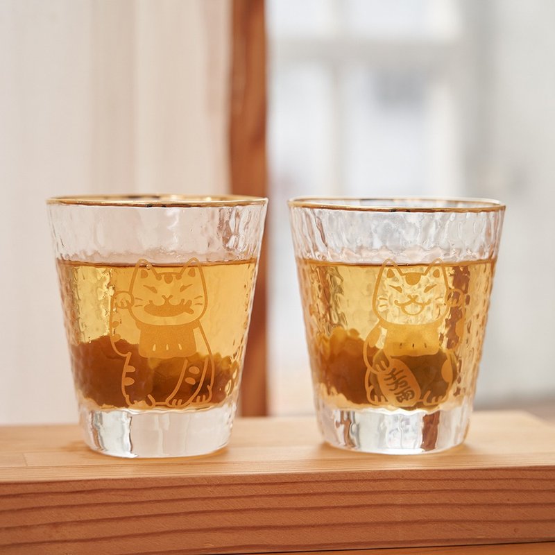 猫の招财对杯(1组2杯/木盒包装) 【HitoCat吉豆猫】 - 酒杯/酒器 - 玻璃 透明