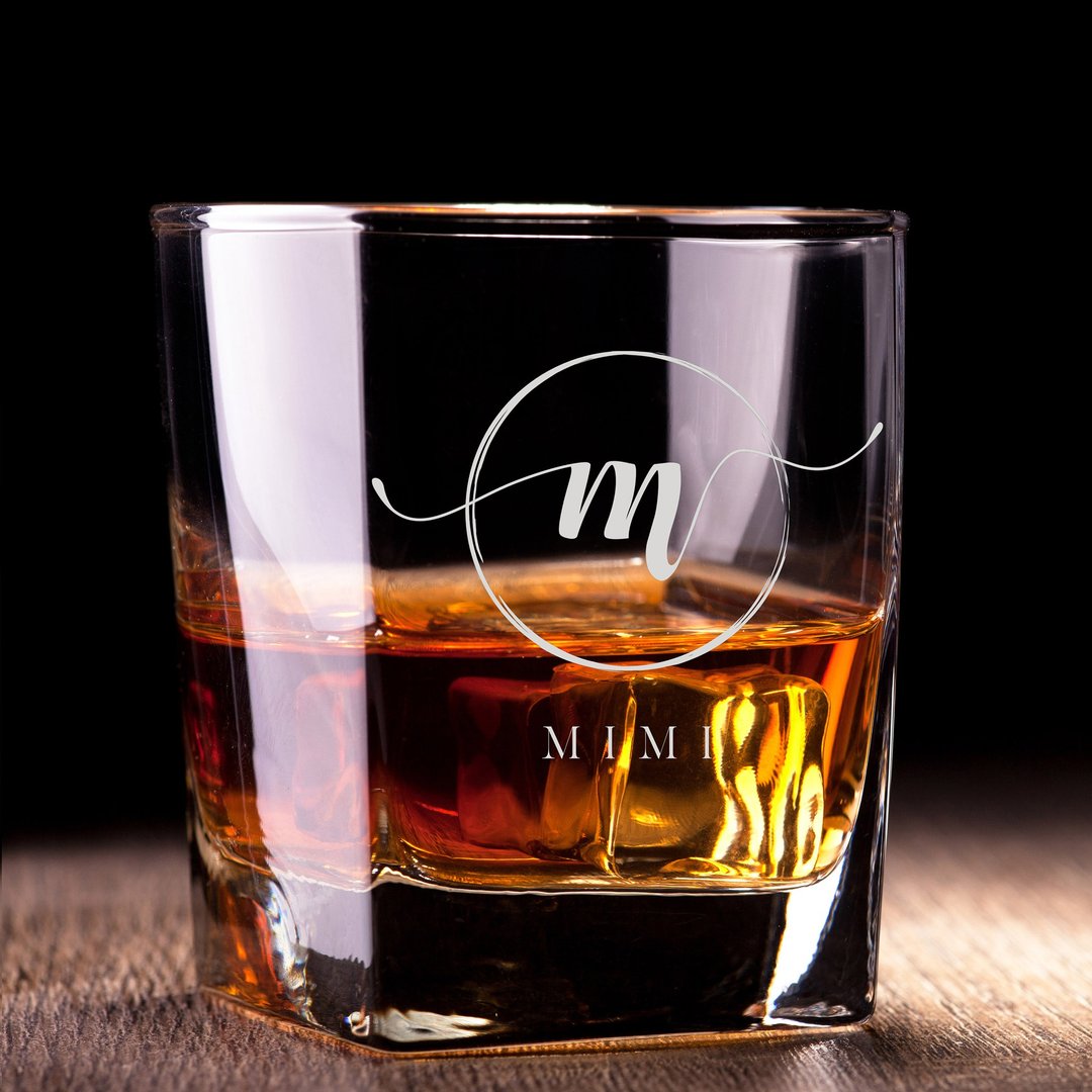 生日 男友礼物|名字定制威士忌对杯 - 玻璃杯 - 玻璃 透明