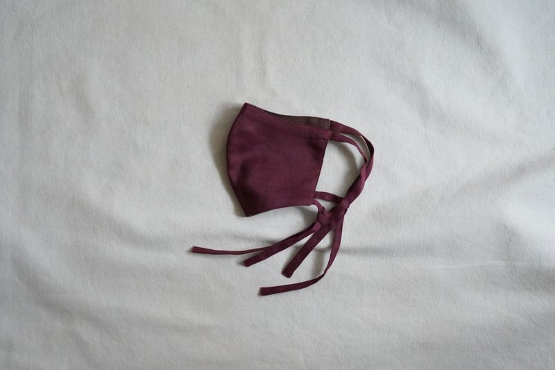 unisex mask | 双色绑带口罩 | 小 豆 x 鸢 - 口罩 - 棉．麻 红色