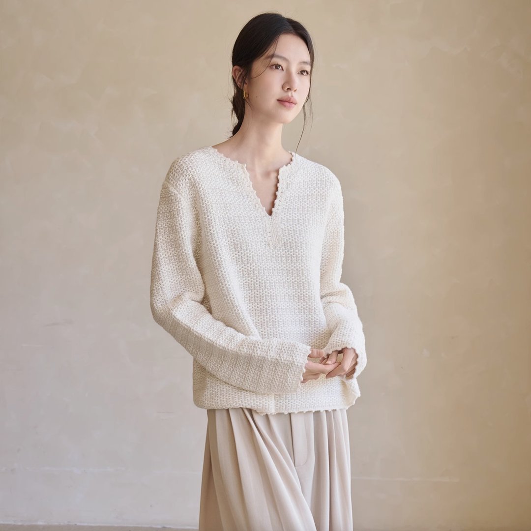 法式复古 全羊毛提花编织感针织毛衣 - 女装针织衫/毛衣 - 其他材质 多色