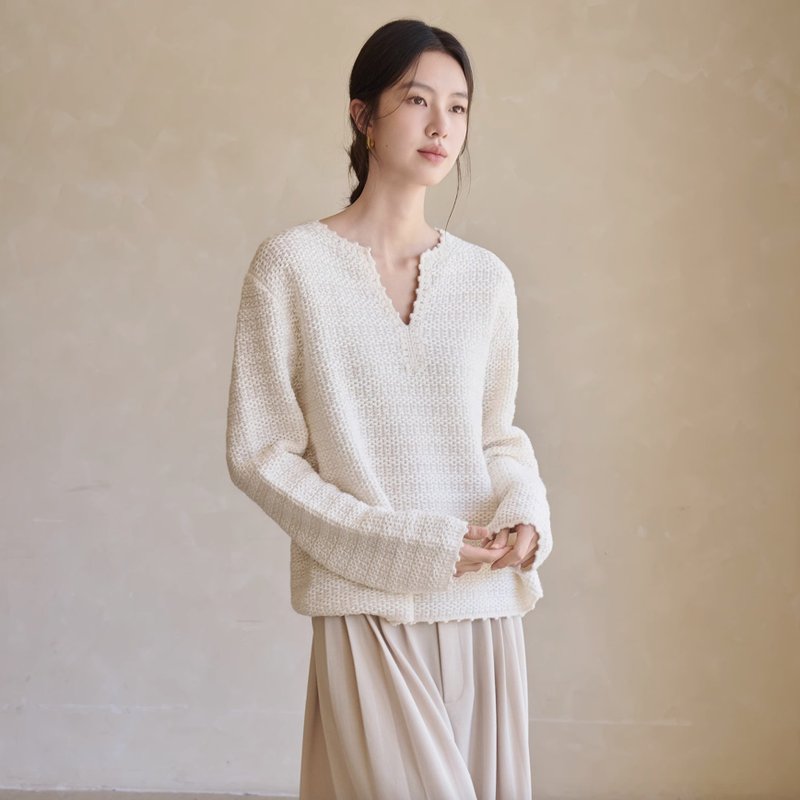 法式复古 全羊毛提花编织感针织毛衣 - 女装针织衫/毛衣 - 其他材质 多色